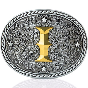 Western Cowboy/Cowgirl Initial Belt Buckle Gold