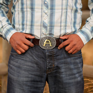 Western Cowboy/Cowgirl Initial Belt Buckle Gold