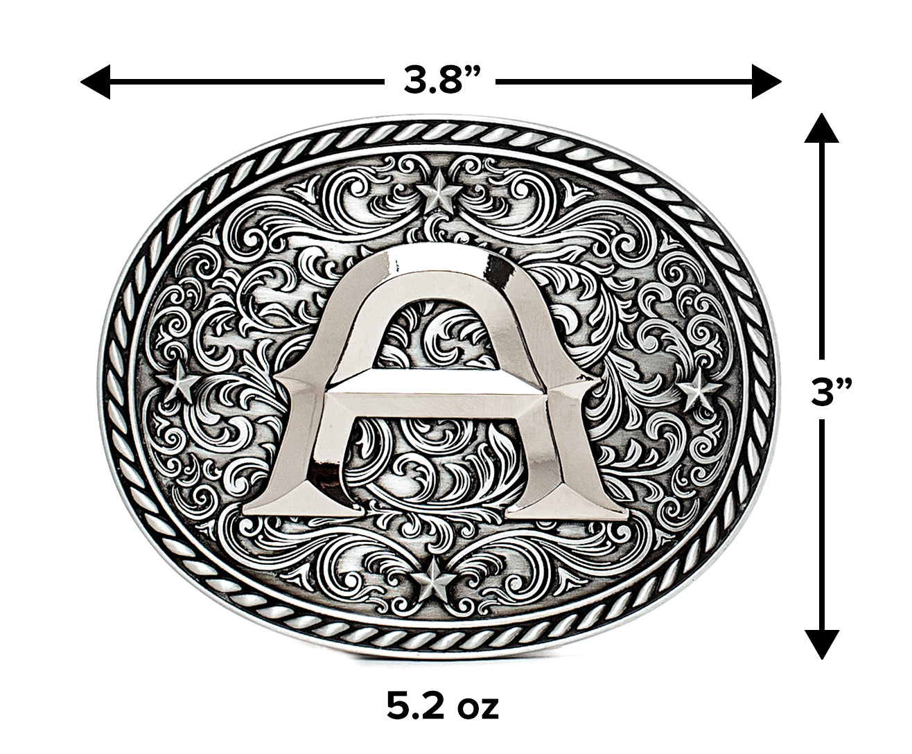 Western Cowboy/Cowgirl Initial Belt Buckle Silver