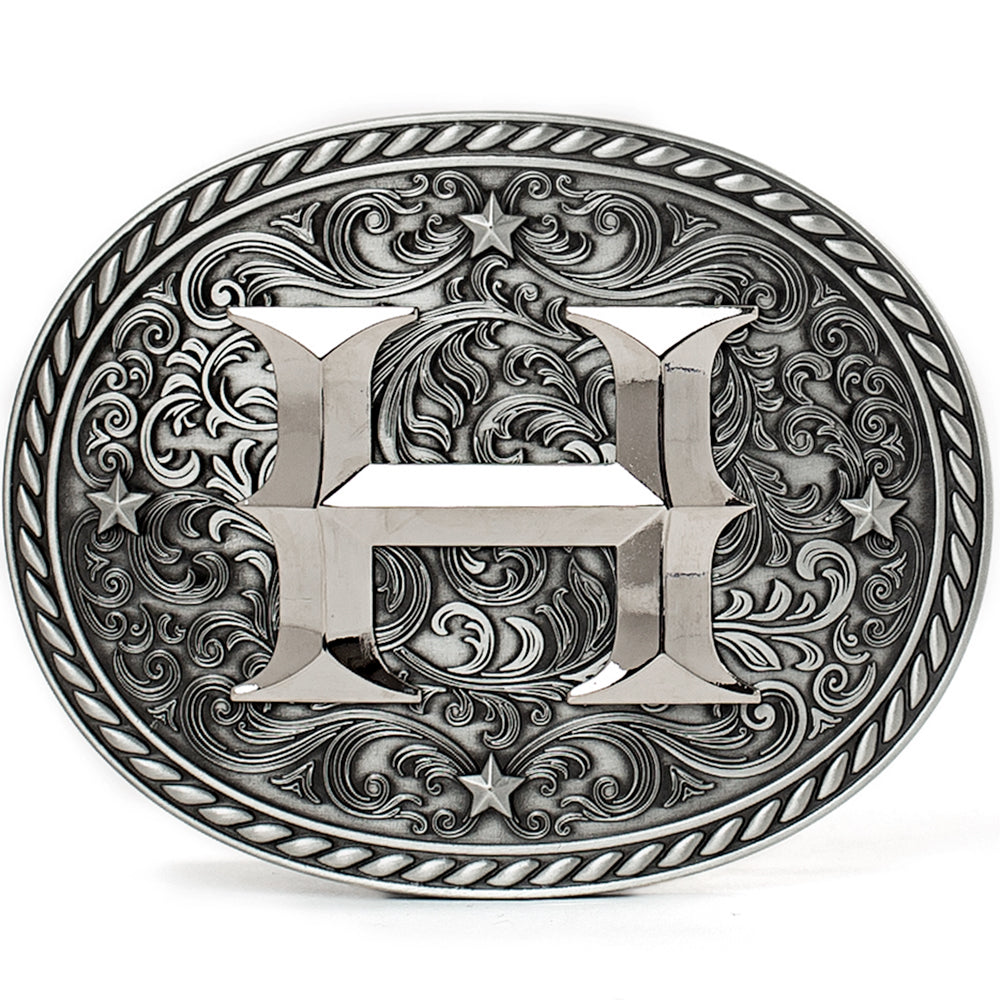 Western Cowboy/Cowgirl Initial Belt Buckle Silver